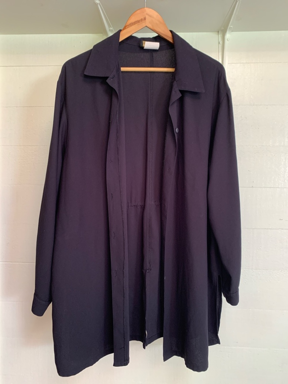 Flowy Open-Front Black Shirt Jacket